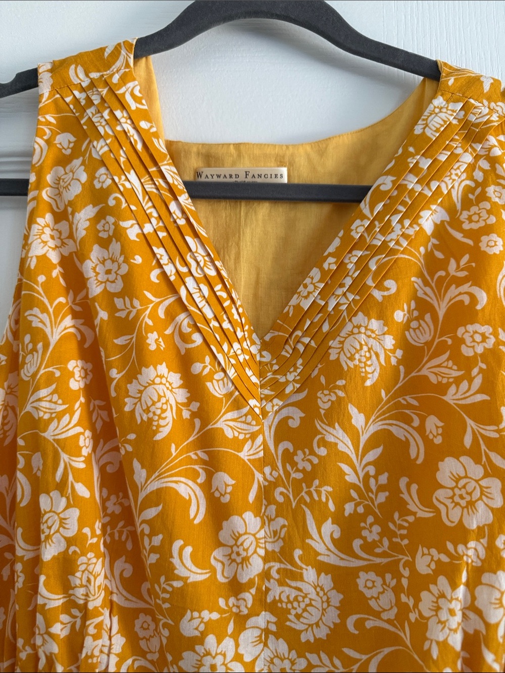 EShakti Goldenrod and White Floral Lightweight Lined Midi Dress. NWOT - Picture 2 of 8